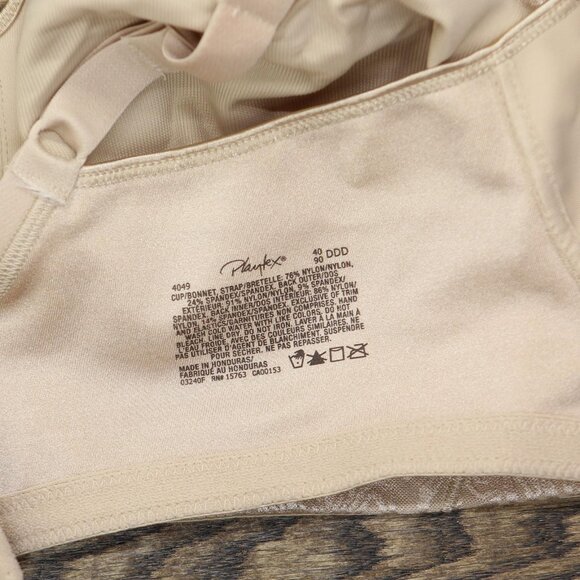 NEW Playtex Womens 18 Hour Back & Side Smoothing Wireless Bra Nude Brown 40DDD - Picture 7 of 7